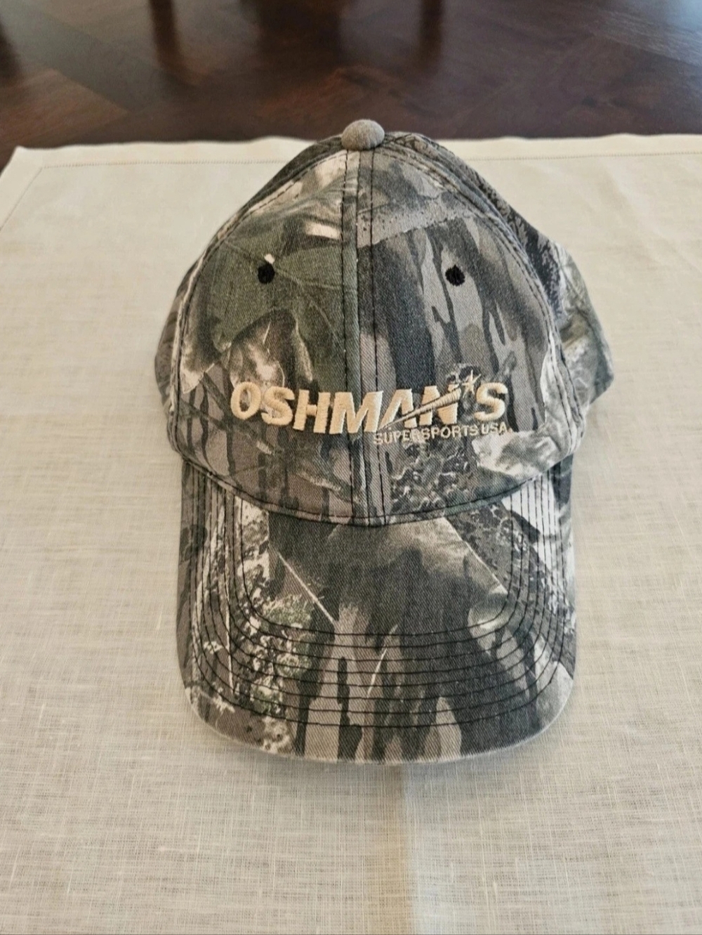 Vintage 90's Camo Oshman's Sporting Goods Mossy Oak Outdoor Cap Co Snapback Hat